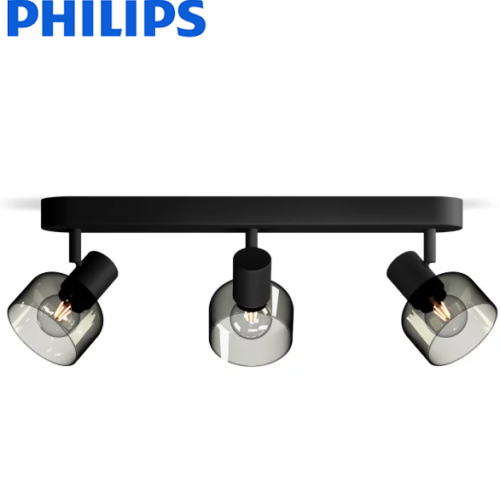 retro-vintage-trojni-reflektor-e14-črni-philips