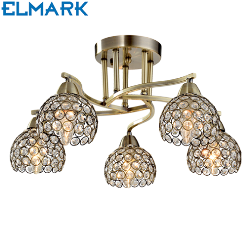 KRISTALNA STROPNA SVETILKA LIZA fi 500 mm E14 5X11W ANTIK MEDENINA