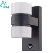 SENZORSKA ZUNANJA STENSKA LED SVETILKA ATOLLARI 2X6W 3000K IP44 ANTRACITNA ALI SREBRNA