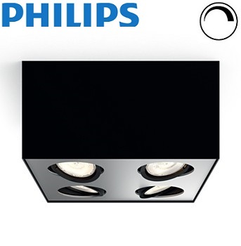 četverni-stropni-led-gibljivi-reflektor-kvadratni-z-nastavljivo-barvo-svetlobe-zatemnilni-regulacijski-philips-box-črni