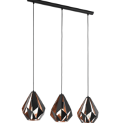 VISEČA SVETILKA CARLTON 805 mm E27 3X60W ČRNA/BAKRENA