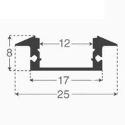 VGRADNI ALU PROFIL 2 METRA ČRNI, ALU ALI BELI