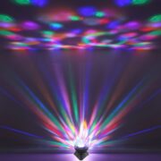 AKUMULATORSKA NAMIZNA DISCO LED SVETILKA Z ZVOČNIKOM VELI 125 mm 3+3W