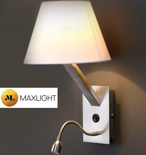 stenska-bralna-dvojna-svetilka-z-led-lučko-stikalom-bela