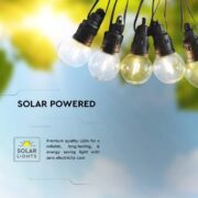 SOLARNA SVETLOBNA VERIGA 12 METROV 10 ŽARNIC 3000K IP44 Z DALJINSKIM UPRAVLJANJEM