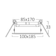 VGRADNA SVETILKA BETA 100X185 mm 2XGU10 BELA ALI ČRNA