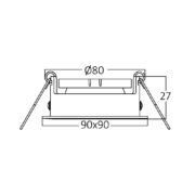 VGRADNA SVETILKA TETRA 90X90 mm GU5,3/MR16 BELA ALI ČRNA
