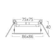 VGRADNA SVETILKA TETRA 86X86 mm GU10 BELA ALI ČRNA
