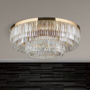 KRISTALNA STROPNA ZATEMNILNA LED SVETILKA PRISM fi 954 mm 145W 3000K 24 KARAT POZLAČENA