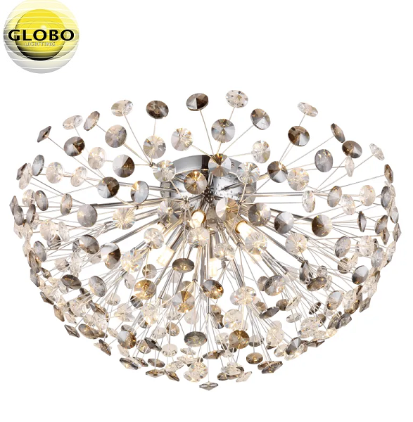 KRISTALNA STROPNA LED SVETILKA KATRINA 600 mm G9 6X3,5W 3000K V DVEH BARVAH