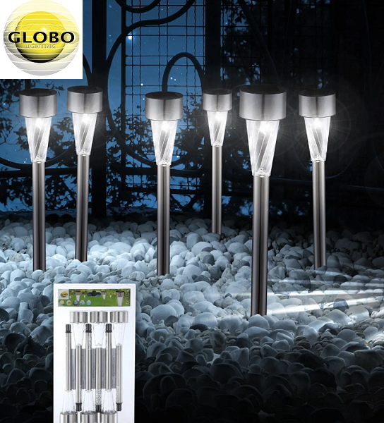 TALNA VBODNA SOLARNA LED SVETILKA 350 mm 6X0,06W 7000K SET ŠESTIH SVETILK