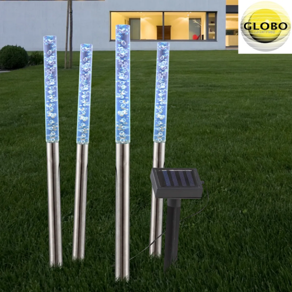 TALNA VBODNA SOLARNA LED SVETILKA 480 mm 4X0,07W RGB SET ŠTIRIH SVETILK