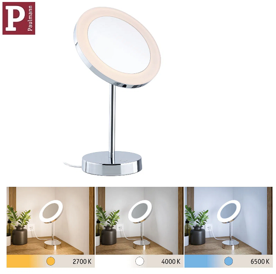 KOZMETIČNO NAMIZNO OGLEDALO Z LED SVETILKO MASUA 4W 2700K DO 6500K IP44 KROM ALI ČRNO KOZMETIČNO NAMIZNO OGLEDALO Z LED SVETILKO MASUA 4W 2700K DO 6500K IP44 KROM ALI ČRNO
