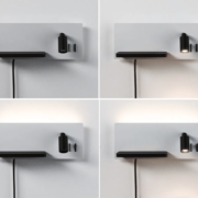 STENSKA DVOJNA LED SVETILKA Z DVEMA STIKALOMA IN USB VHODOM SERRA 5,5W+2,6W 2700K (LEVA ALI DESNA)