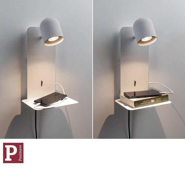 STENSKA SVETILKA MALENA S STIKALOM IN USB VHODOM GU10 BELA ALI ČRNA