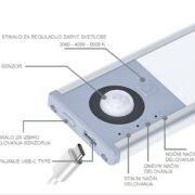 AKUMULATORSKA PODELEMENTNA SENZORSKA LED SVETILKA LS2020-S/LED 2W 3000K DO 6000K