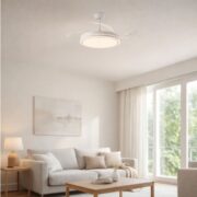 STROPNI VENTILATOR Z LED SVETILKO FLUARA 500-1050 mm 60W 3000K DO 6500K Z DALJINSKIM UPRAVLJANJEM