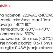 SENZOR 180°/140° INFRARDEČI IRS180 NASTAVLJIVI BELI ALI ČRNI