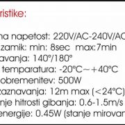 SENZOR 180° INFRARDEČI IRS018 NASTAVLJIVI BELI ALI ČRNI