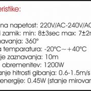 SENZOR INFRARDEČI NADGRADNI IRS360 360° BELI